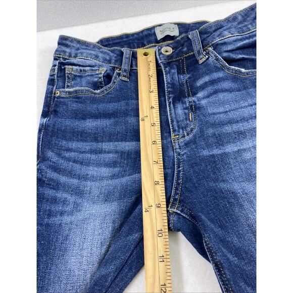 Special A Jeans Juniors Size 3 Skinny Medium Wash Denim Mid Rise Distress - Picture 8 of 13